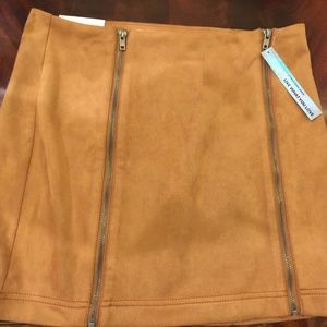 Camel Faux Suede Mini Skirt - NWT